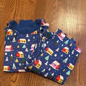 Hanna Andersson Navy Holiday House long sleeve and pants Pajama Set